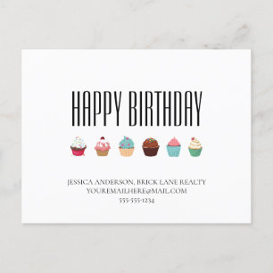 Carte Postale Business Real Estate Cupcake Joyeux anniversaire