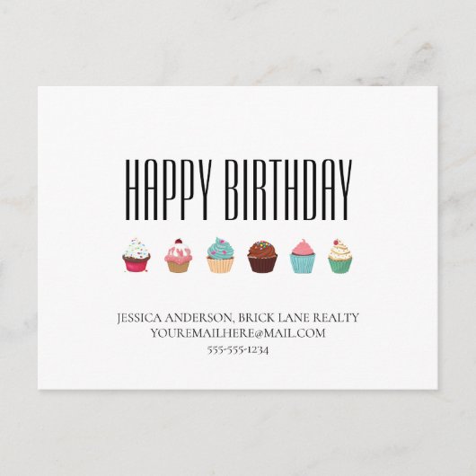 Carte Postale Business Real Estate Cupcake Joyeux anniversaire (Devant)