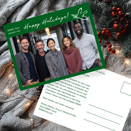 Carte Postale Business Simple Dove CUSTOM PHOTO ChristmasHoliday