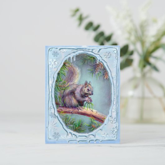 Carte Postale BUSY SQUIRREL & ICICLES par SHARON SHARPE (Debout devant)