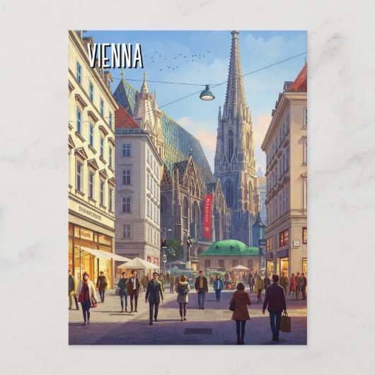 Carte Postale Busy Street Stephansplatz Vienne Autriche Voyage (Devant)