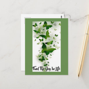 Carte Postale Butterfies vert foncé et gris