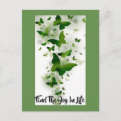 Carte Postale Butterfies vert foncé et gris (Devant)