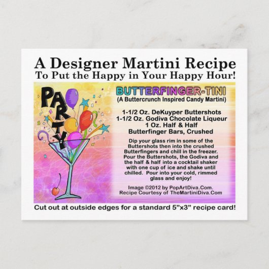 Carte postale Butterfinger-Tini Martini Recette (Devant)