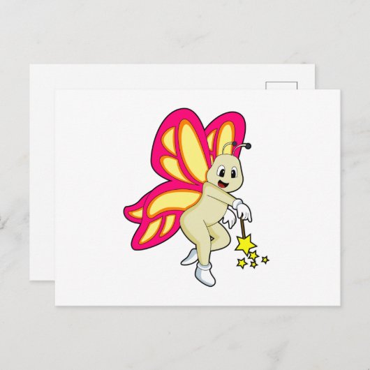 Carte Postale Butterfly as Wizard with Magic Mur (Devant / Derrière)