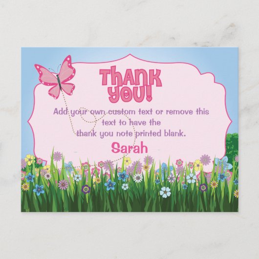 Carte Postale Butterfly Thank You Cards (Devant)