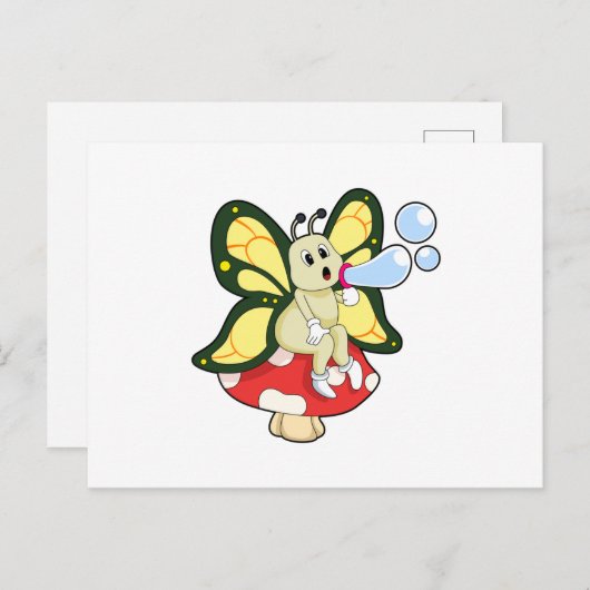 Carte Postale Butterfly with Soap bubbles (Devant / Derrière)