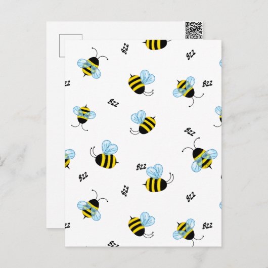 Carte Postale Buzzing Bumble Bees Honeybees (Devant / Derrière)