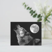 Carte Postale BW Wolf Howling at Moon (Debout devant)