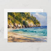 Carte Postale Byron Bay Beach Watercolor Painting Australie (Devant / Derrière)