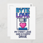 Carte Postale Byte Love : My first love had a floppy drive (Devant / Derrière)
