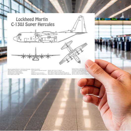 Carte Postale C-130 Hercules - Plan directeur de l'avion BD