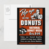 Carte Postale C. 1935 Poster Pep Up with Donuts (Devant / Derrière)