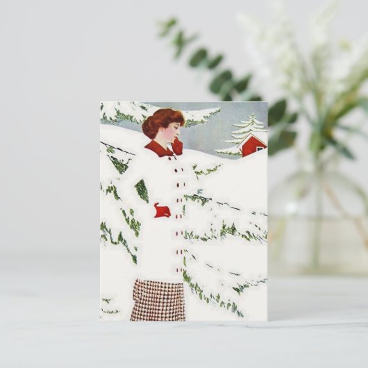 Carte Postale C Coles Phillips "Fadeaway Girl" "Winter Snowscape (Debout devant)
