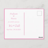 Carte Postale C’est une fille rose Polkadot bébé Révélation de g (Dos)