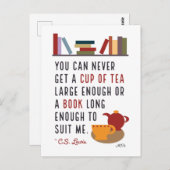 Carte Postale C.S. Lewis Tea and Books Literary Bookworm (Devant / Derrière)