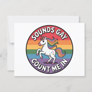 Carte Postale Ça a l'air gay, comptez sur moi, licorne, drapeau 