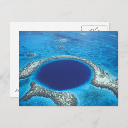 Carte Postale CA, Belize. Vue aérienne du trou bleu (diamètre (Devant / Derrière)