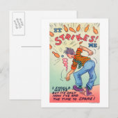 Carte Postale Ça Me Frappe, Cartoon Man Bowling (Devant / Derrière)