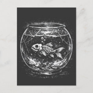 Carte Postale "Ça va super" - Poisson rouge squelette par BurnsI