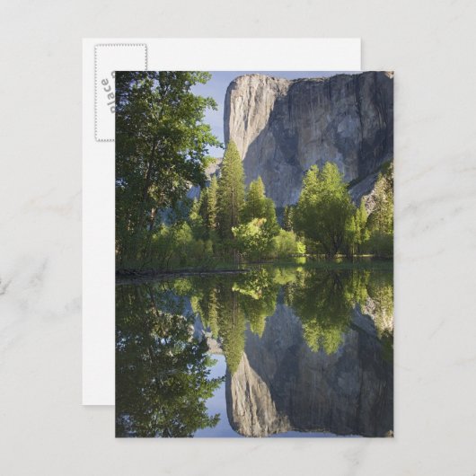 Carte Postale CA, Yosemite NP, El Capitan reflété dans Merced (Devant / Derrière)