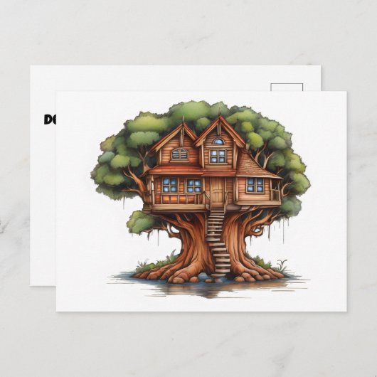 Carte Postale Cabane dans un séquoia (Devant / Derrière)