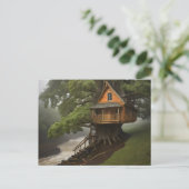 Carte Postale cabane d'arbres par affiche d'eau (Debout devant)