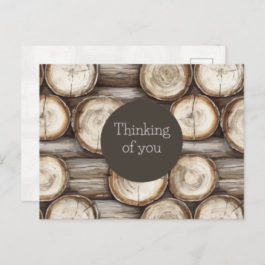 Carte Postale Cabane en rondins de bois Pensant à vous (Devant / Derrière)
