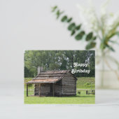Carte Postale Cabane en rondins rustique Photo d'anniversaire (Debout devant)