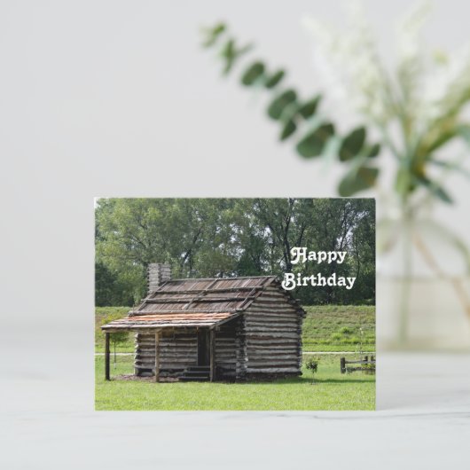 Carte Postale Cabane en rondins rustique Photo d'anniversaire (Debout devant)