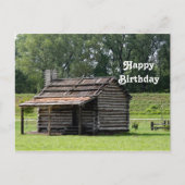 Carte Postale Cabane en rondins rustique Photo d'anniversaire (Devant)