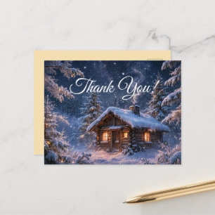Carte Postale Cabane magique dans les bois pour une nuit d'hiver