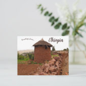 Carte Postale Cabane ronde à Lalibela Éthiopie (Debout devant)