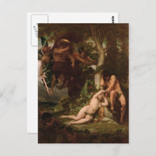 Carte Postale Cabanel L'expulsion d'Adam et Ève du Gar (Devant / Derrière)