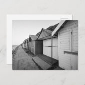Carte postale cabanes de plage en noir et blanc (Devant / Derrière)