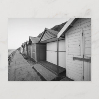 Carte postale cabanes de plage en noir et blanc