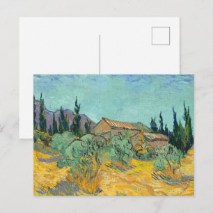 Carte Postale Cabanes en bois de Van Gogh Paysage Jaune Art