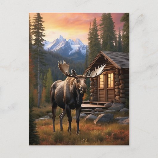 Carte Postale *~* Cabine AP49 MOOSE Stream Nature Forest (Devant)