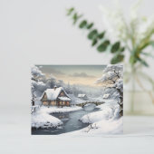 Carte Postale Cabine dans la neige (Debout devant)