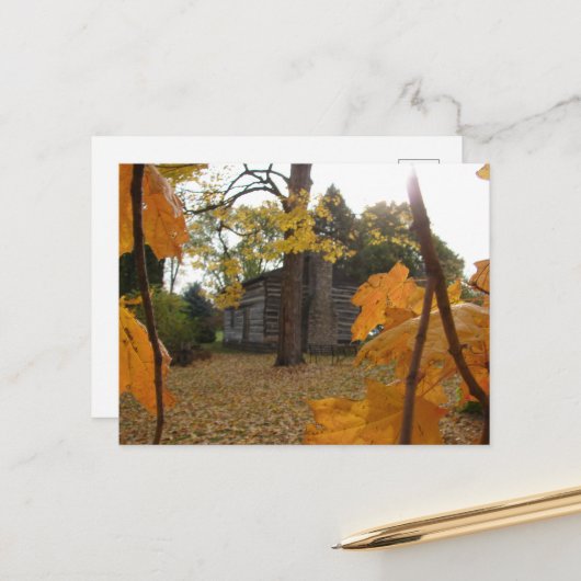 Carte Postale Cabine de journal à Washington, Iowa en automne (Devant/Arrière en situation)