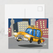Carte Postale Cabine de taxi caricaturale (Devant / Derrière)