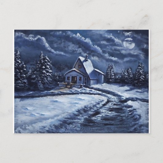 Carte Postale Cabine d'hiver à la nuit (Devant)