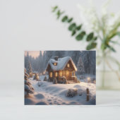 Carte Postale Cabine d'hiver douillet dans la forêt (Debout devant)