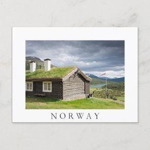 Carte Postale Cabine du journal de toiture en Norvège en texte b