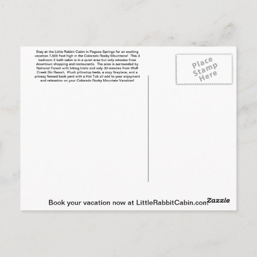 Carte postale Cabine Little Rabbit (Dos)