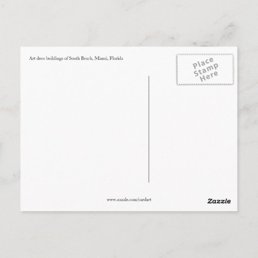 Carte Postale cabine miami deco (Dos)