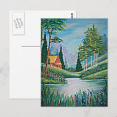 Carte Postale Cabine par la peinture à l'huile de ruisseau (Devant / Derrière)