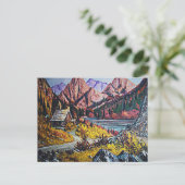 Carte Postale Cabine par la peinture à l'huile du lac (Debout devant)