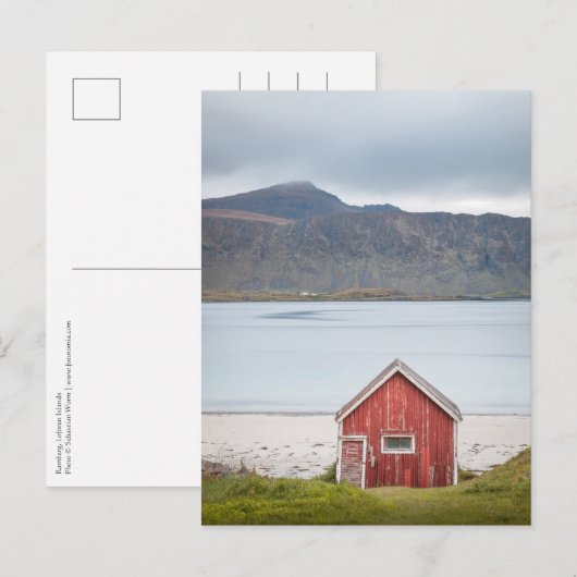 Carte Postale Cabine rouge Ramberg Lofoten (Devant / Derrière)