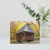Carte Postale Cabine roumain rustique en bois en automne (Debout devant)